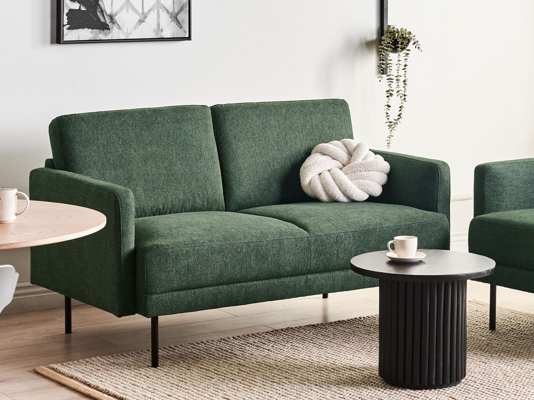 2 Seater Fabric Sofa Dark Green BREDA