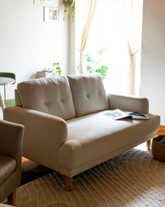 2 Seater Fabric Sofa Off-White TUVE