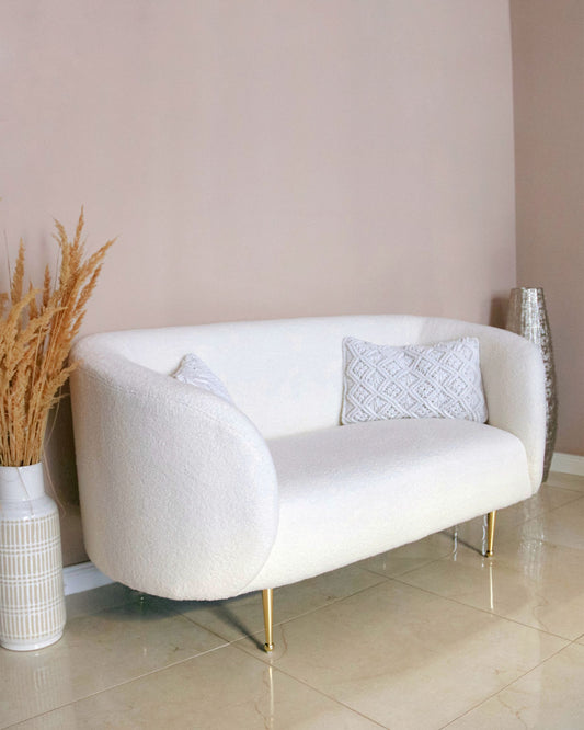 2 Seater Fabric Sofa Beige and Gold LOEN